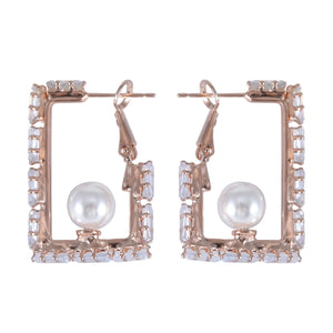 Rectangular Earrings with Pearl