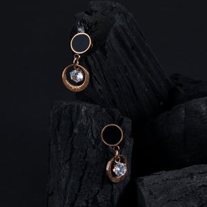 Black Drop Earring with Engraved Numerals