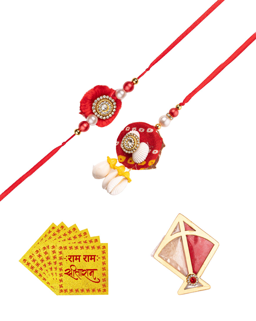 Red Traditional Rakhi with Shell