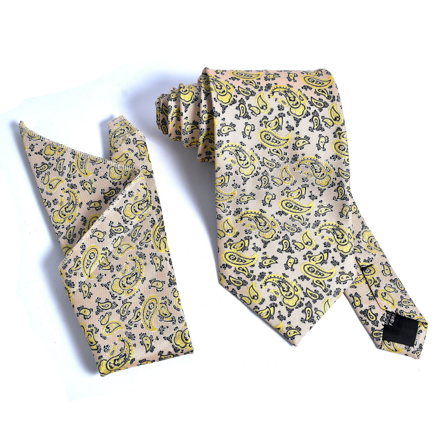 Amelia's Designer Paisley Printed Tie With Pocket Square For Men