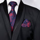 Amelia's Paisley Desig Blue & Red Tie With Pocket Square For Men