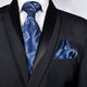 Amelia's Designer Blue Necktie With Pocket Square For Men