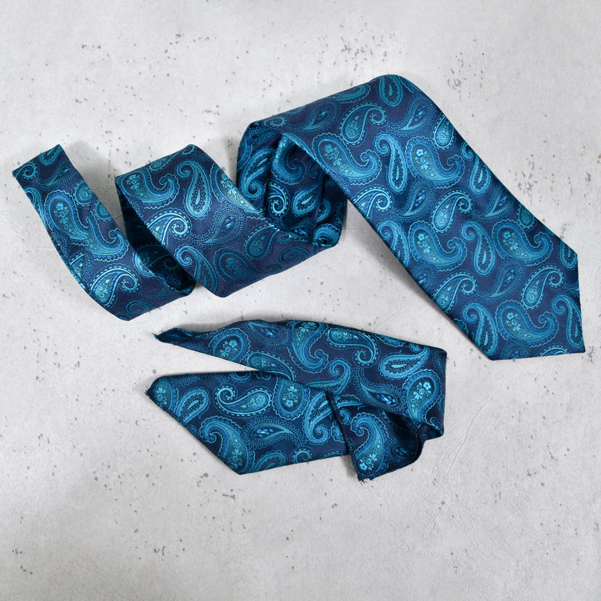 Amelia's Designer Light Blue Tie With Pocket Square For Men