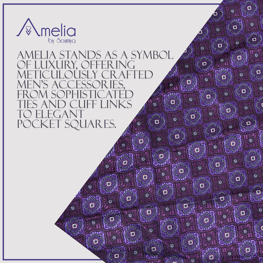 Amelia's Designer Violet Tie With Pocket Square For Men