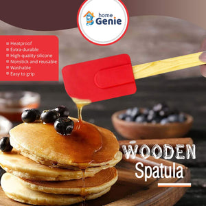 Home Genie Silicone Spatula Set with Wooden Handle for Cooking