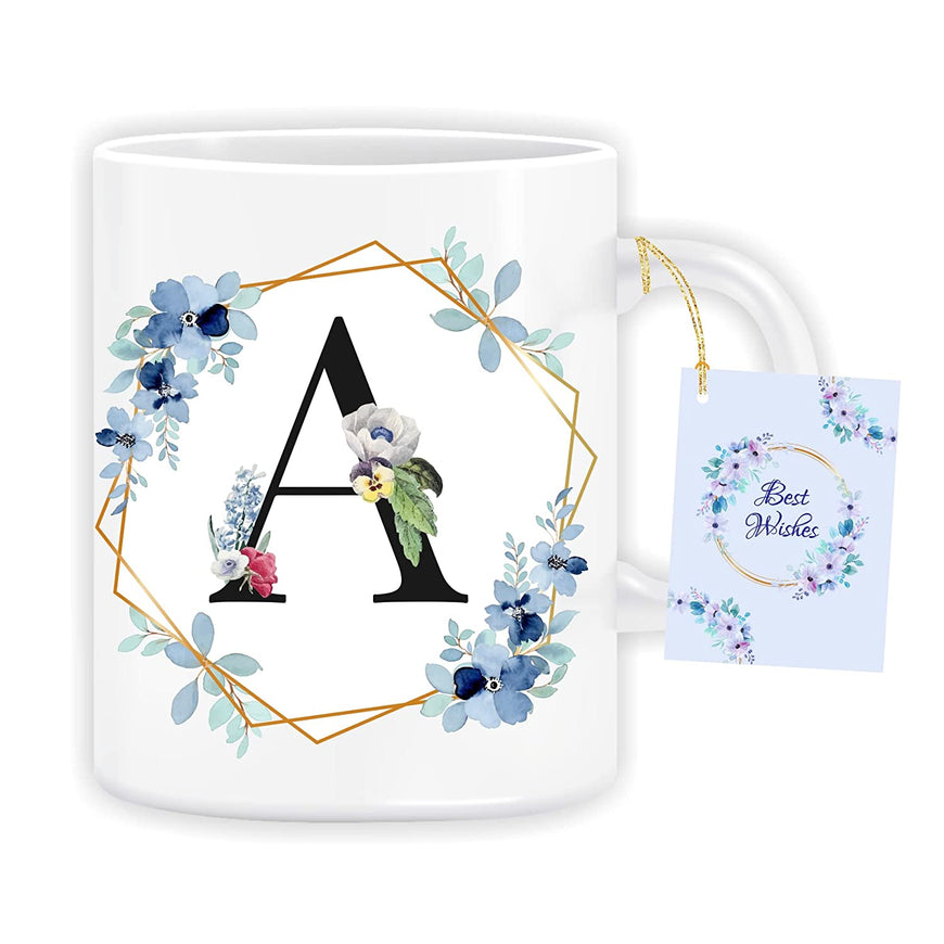 Home Genie Letter Name Initial Alphabet Printed Ceramic Coffee Mug (325ml)