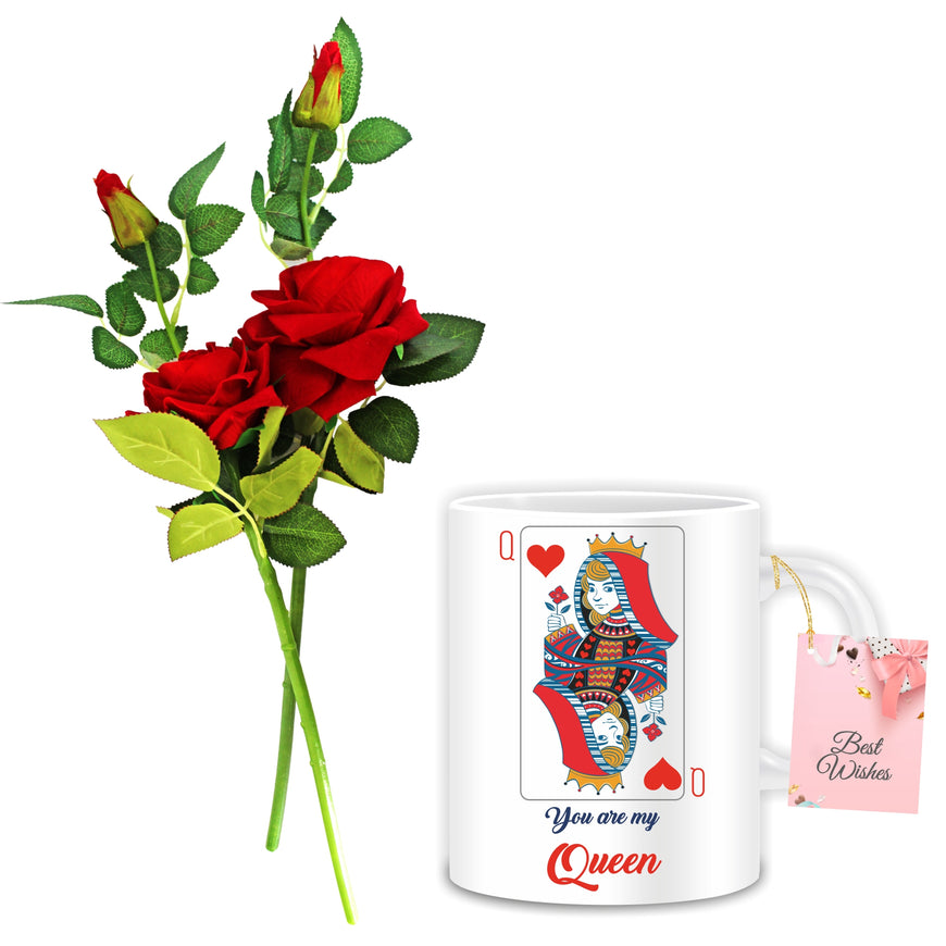 Valentine Rose and You are my Queen Mug