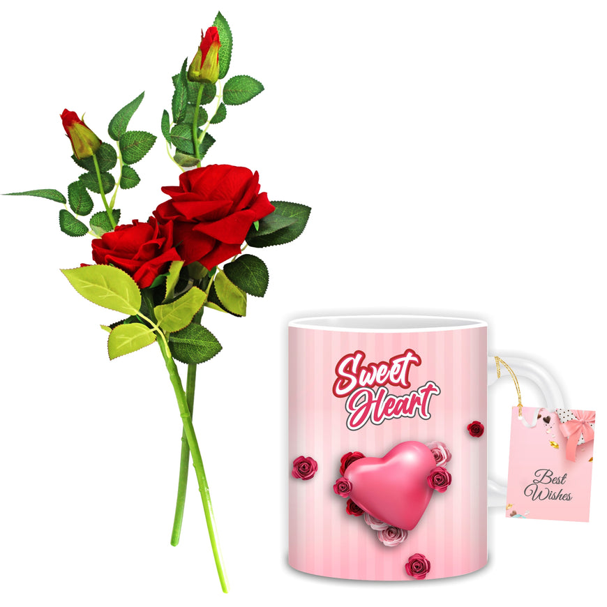 Valentine Rose and Sweet Heart Mug