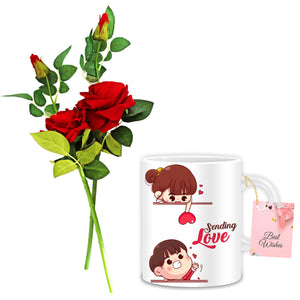 Valentine Rose and Sending Love Mug Combo