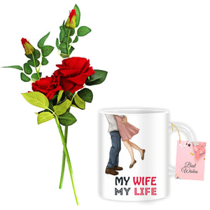 Valentine Rose and My Wife My Life Mug