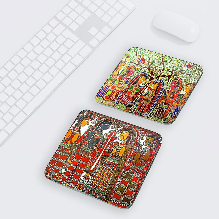 Home Genie Combo of Two Mouse Pad with Unique Artwork | Non-Slip Rubber Base Mouse Pad/ Dishpad - Pack of 2