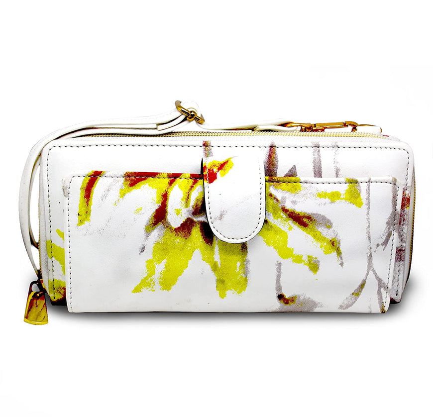Home Genie Womens Leather White Purse / Hand Clutches
